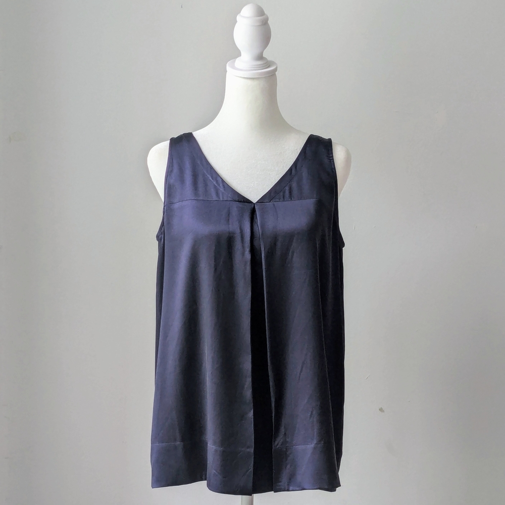 Eileen Fisher Purprish Blue Sleeveless Relaxed Silk Camisole With Tag, Size PS